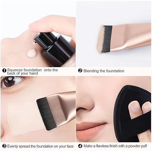 Miniatura 17 de 2 brochas planas para base, cepillo para máscara facial, espátula de maquillaje, cepillo facial para máscara de base líquida, cepillo de maquillaje