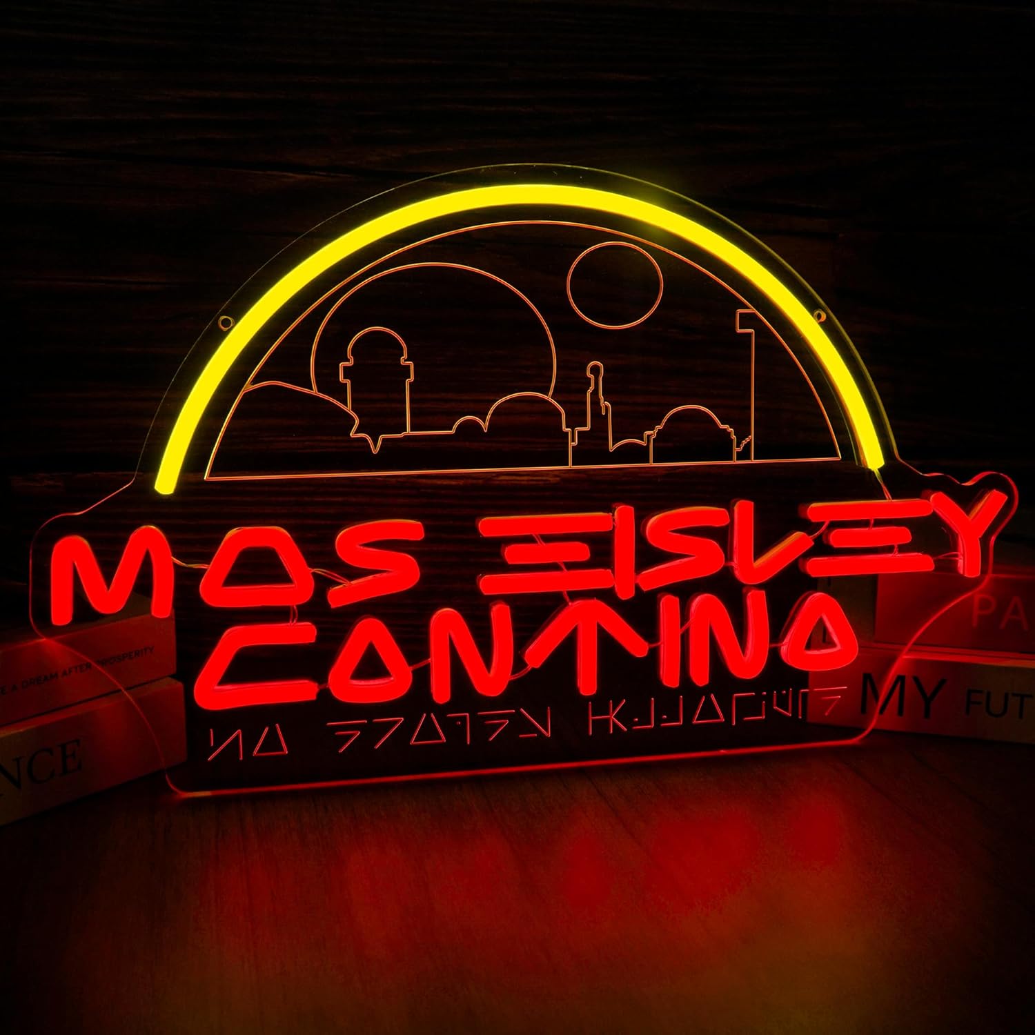 Mos Eisley Cantina Neon Sign for Wall Decor USB Powered Led Sign for Sci-Fi Movie Fans Dimmable Neon Light for Man Cave Bar Game Decor Gift for Sci-Fi Movie Fans(17.9 * 10.6 inches)