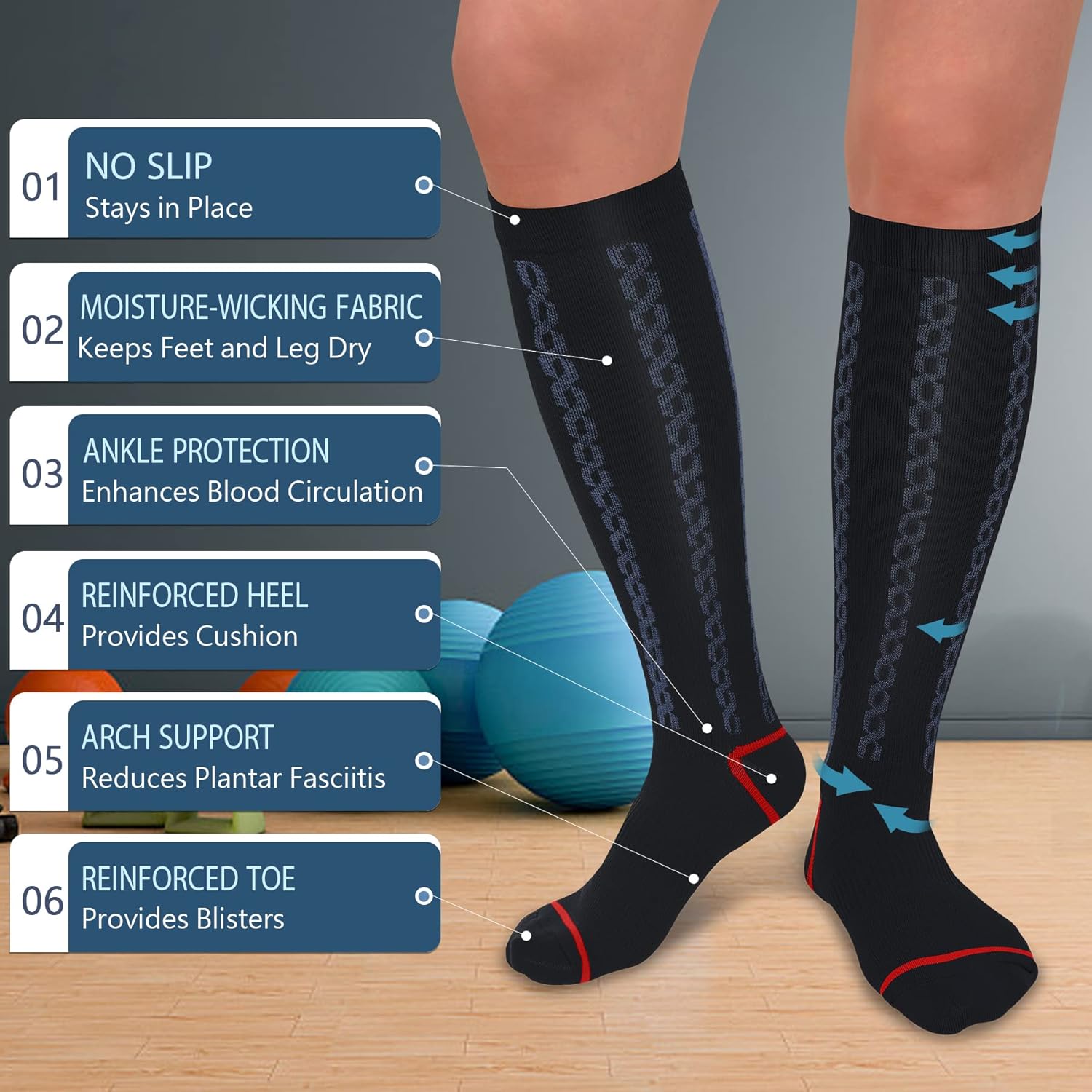 FULLSOFT Medical Graduated 30-40mmHg Compression Socks for Women&Men Circulation Knee High Socks Hiking Running Stockings - Image 3