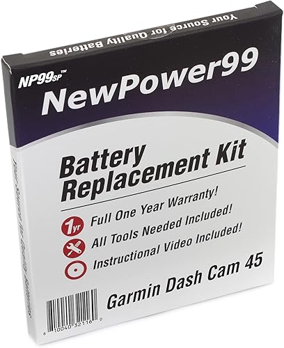 Miniatura 1 de NewPower99 Kit de repuesto de batería para Garmin Dash Cam 45 con herramientas, instrucciones de video y batería de larga duración