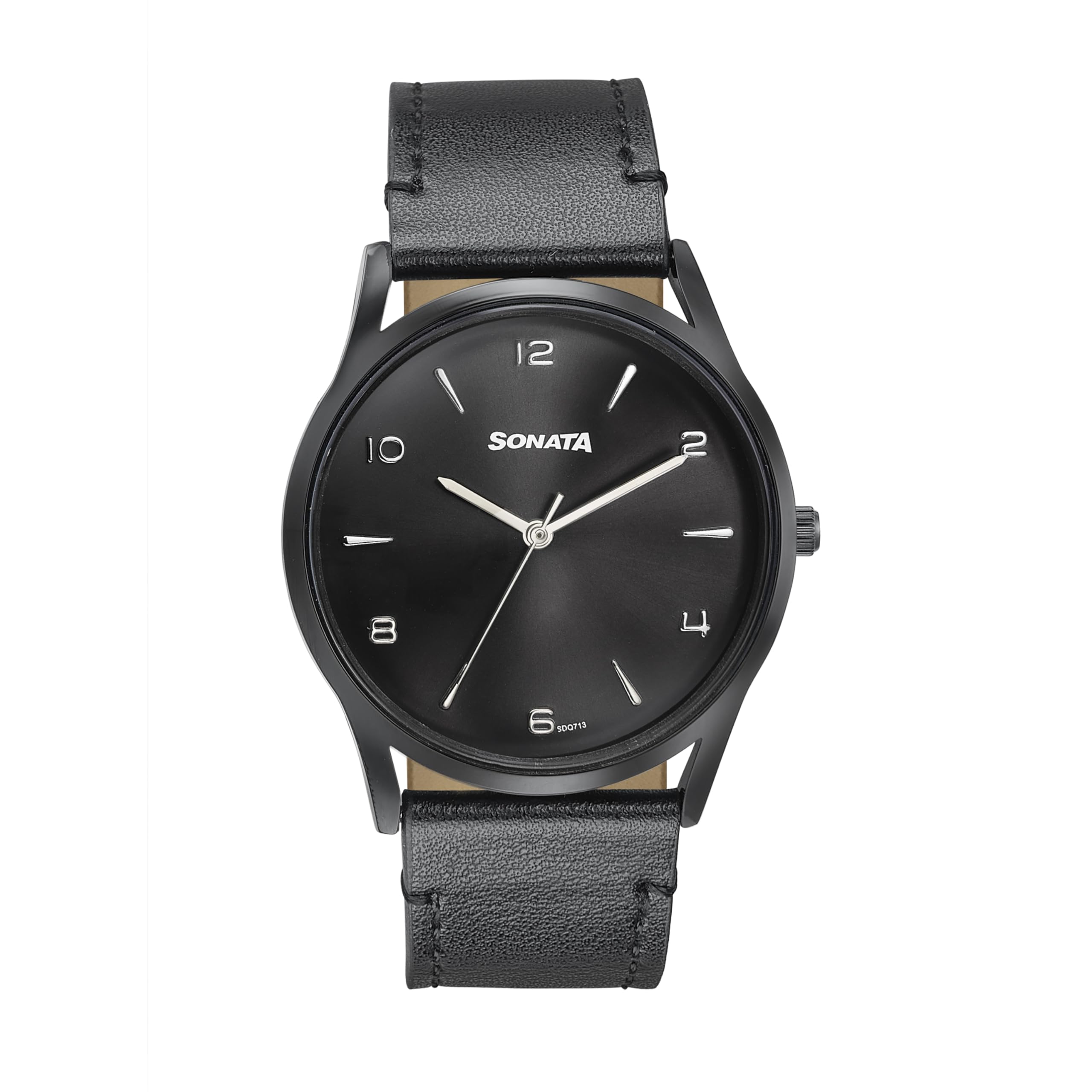 sonata Quartz Analog Black Dial Black Leather Strap Watch for Men-picture-31