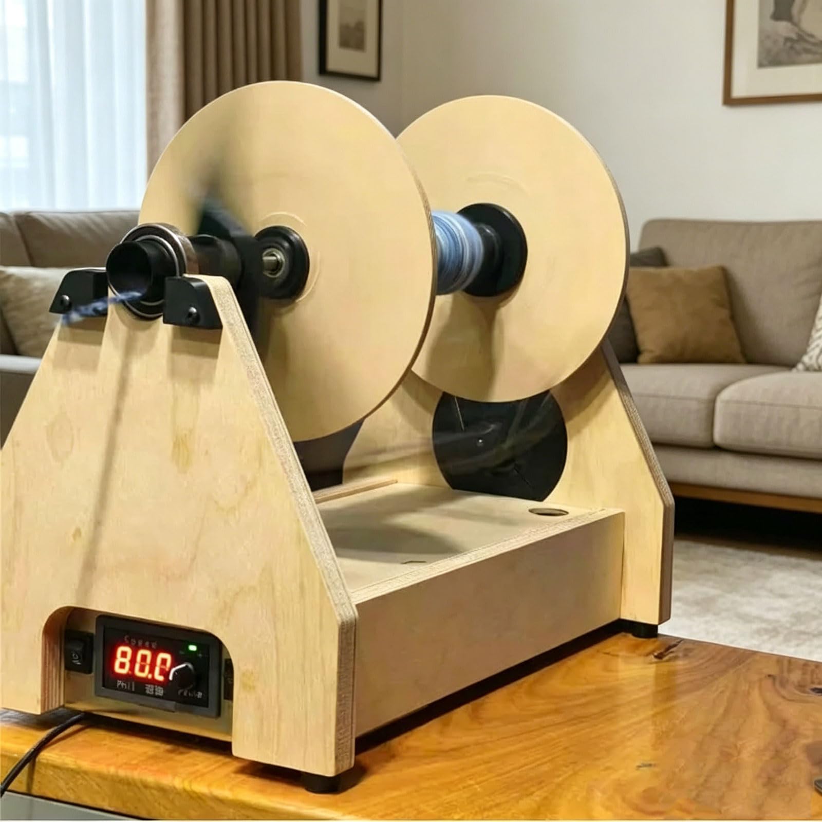 Electric Yarn Spinner, Adjustable Speed for Yarn Weaving & Winding, Large Spool Capacity 1500 Grams Per Strand, Yarn Ball Winder, for Spinning Art Thread, Thick Thread, Tapestry Thread, Yak Hair