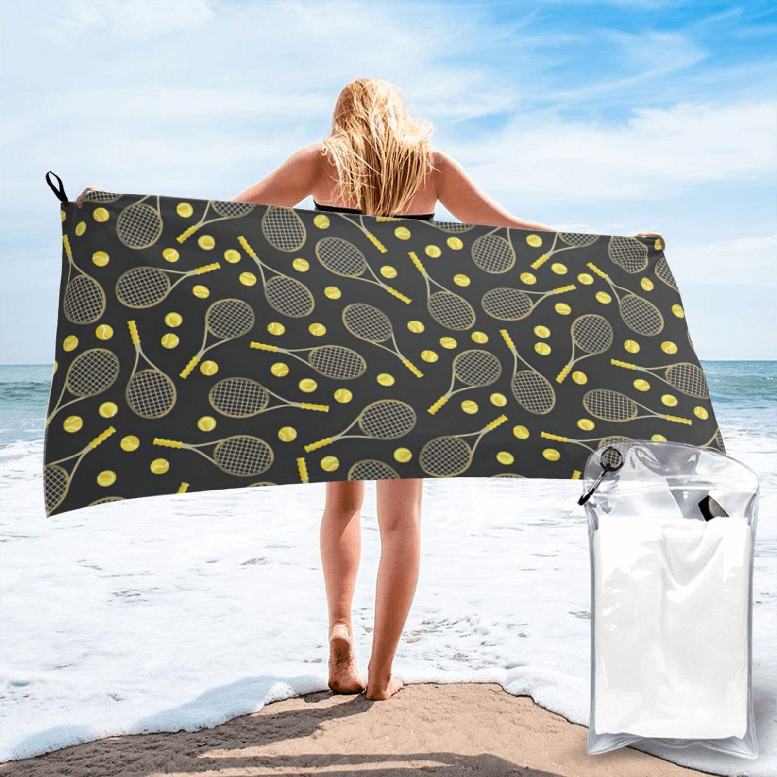 Serviette de bain tennis avec impression à séchage rapide ultra absorbante