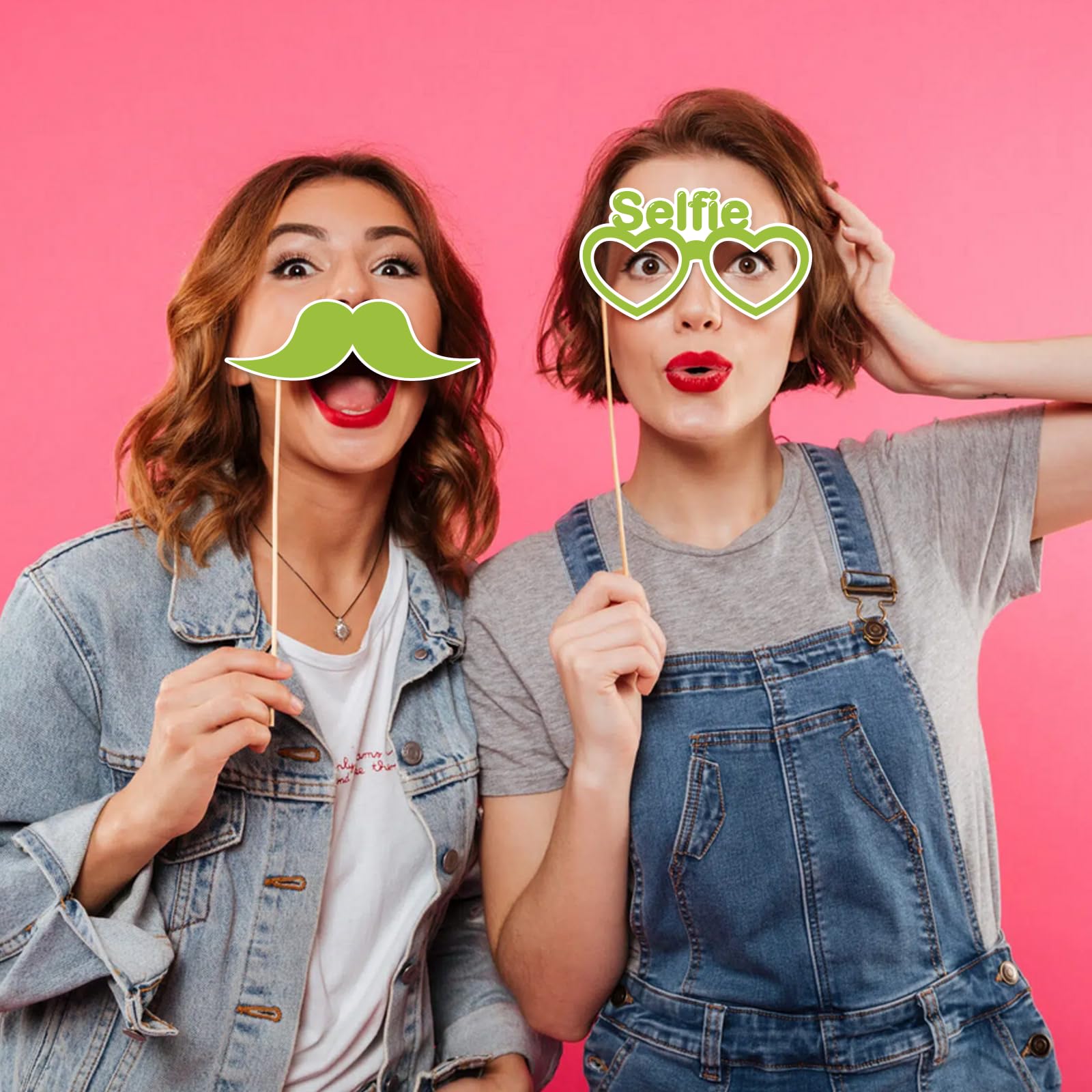 Accesorios para cabina de fotos de despedida de soltera, 22 piezas con temática de margarita, decoraciones de despedida de soltera para decoración de futura señora, novia de equipo, boda (verde lima)