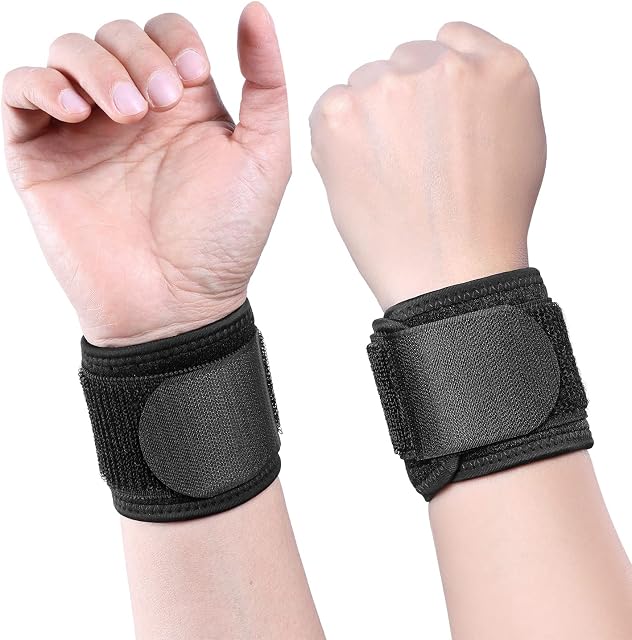 TOMUST 2 PCS Comfortable Wrist Brace, Adjustable Wrist Support, Compression Wrist Strap for Tendonitis, Arthritis, Carpal Tunnel, Sports Injuries, Wrist Pain Relief, Working Out Fitness - Women/Men