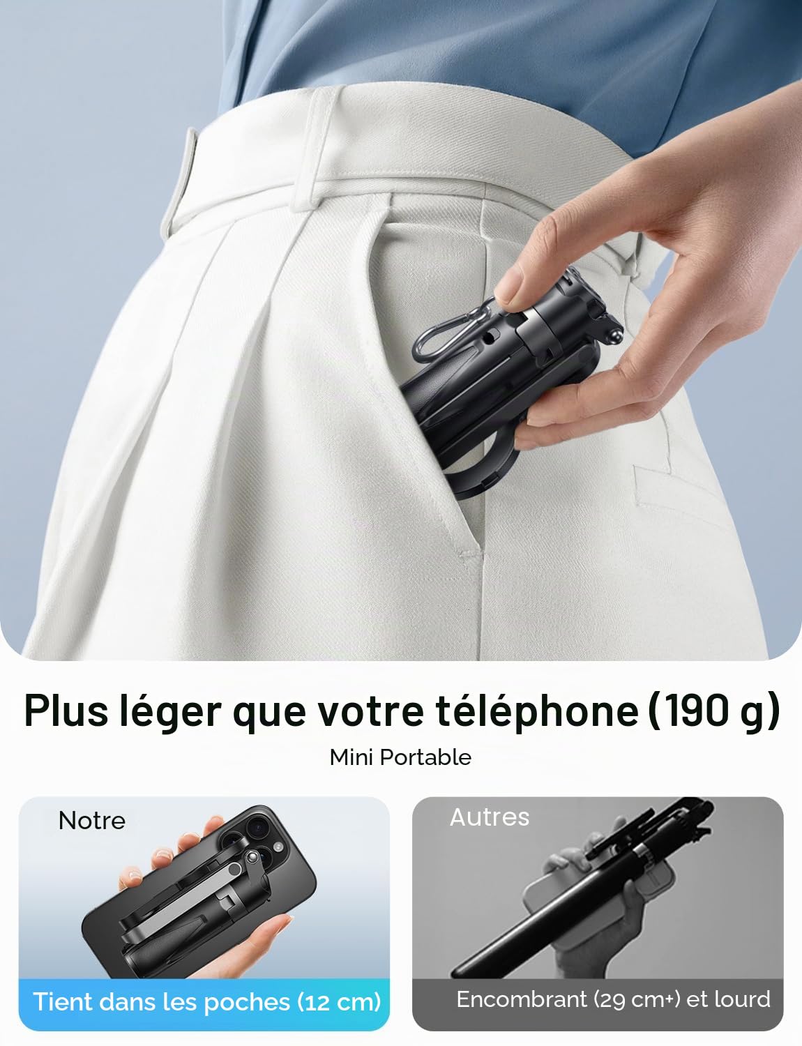 MAGIC JOHN Phone Tripod with 2 Selfie Light, Portable Pocket Size Selfie Stick, Selfie Stick with Detachable Remote Control for Photograph, Live Streaming, Video Recording