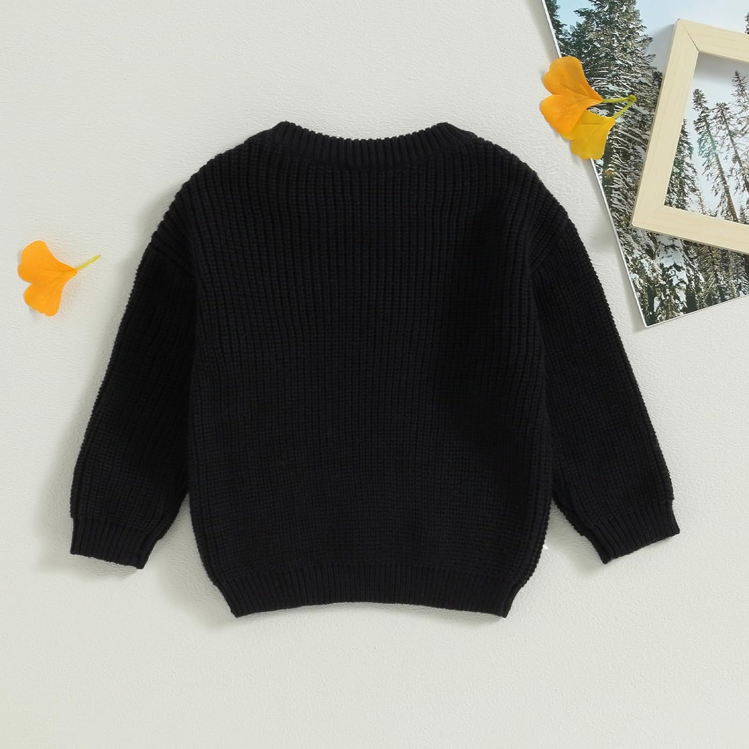 Mubineo Baby Girl Winter Clothes Cute Flower Sweater Crewneck Pullover Long Sleeve Knit Newborn Infant Sweaters 3-4T Black image 3 of 7 B0CGJCKCPS