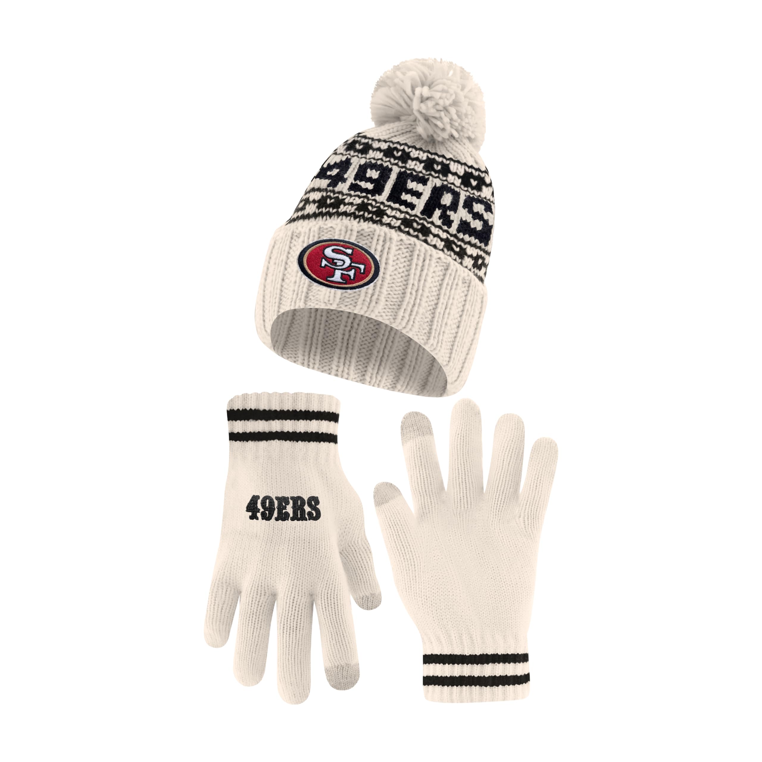 Ultra Game Youth NFL Official Super Soft Cable Knit Winter Beanie Knit Hat with Extra Warm Touch Screen Gloves