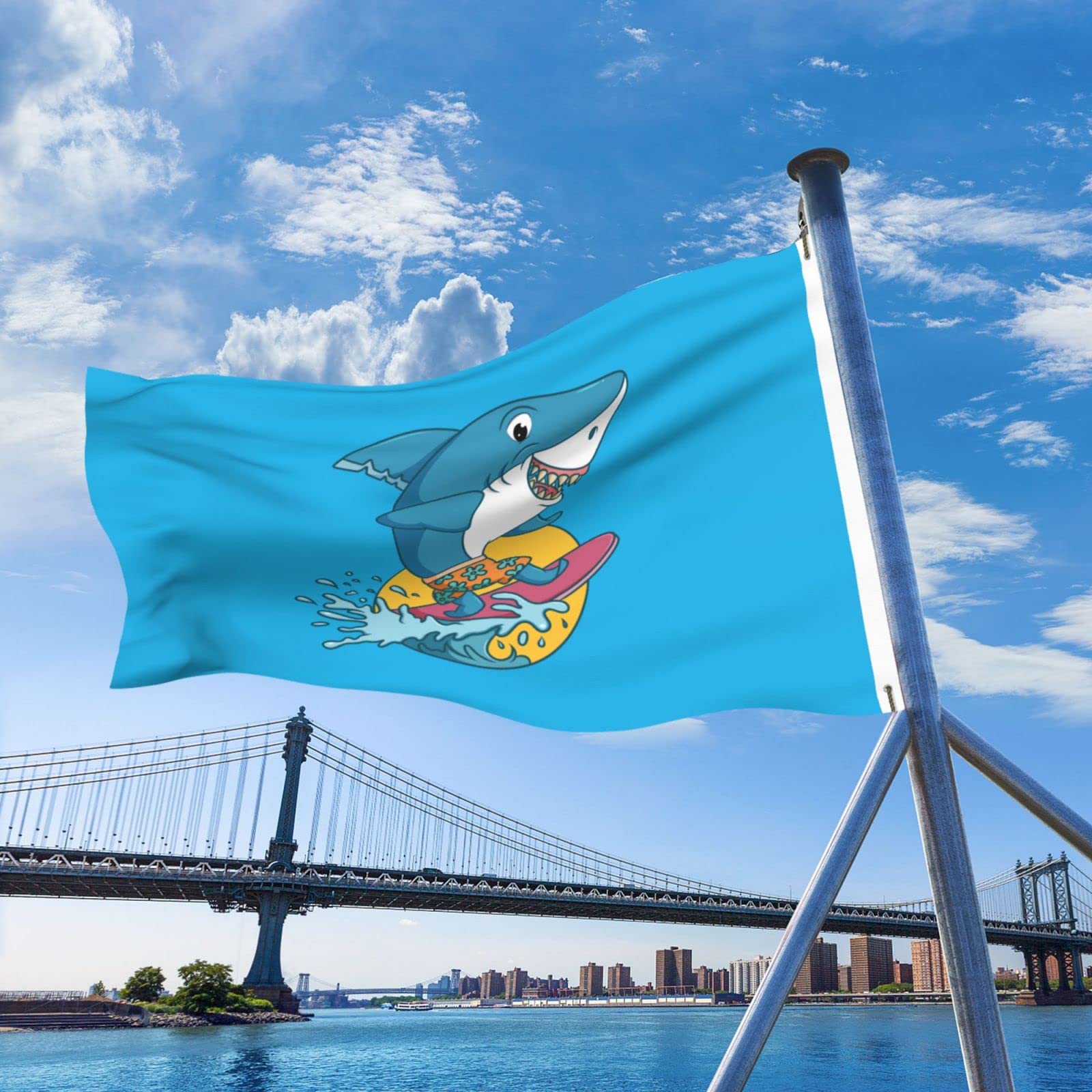 Amazon.com : POOEDSO The Big Shark Is Surfing In The Beach Flags