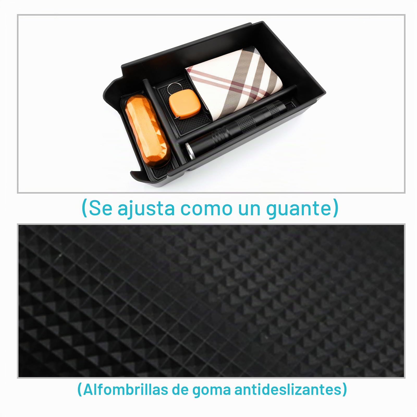 CDEFG Mercedes GLC X254 2024 2025 Caja de almacenamiento Consola Central Apoyabrazos Interior Center Armrest Storage Box, Con Tapete Antideslizante Clase GLC X254 2025 Accesorios del coche (Negro)