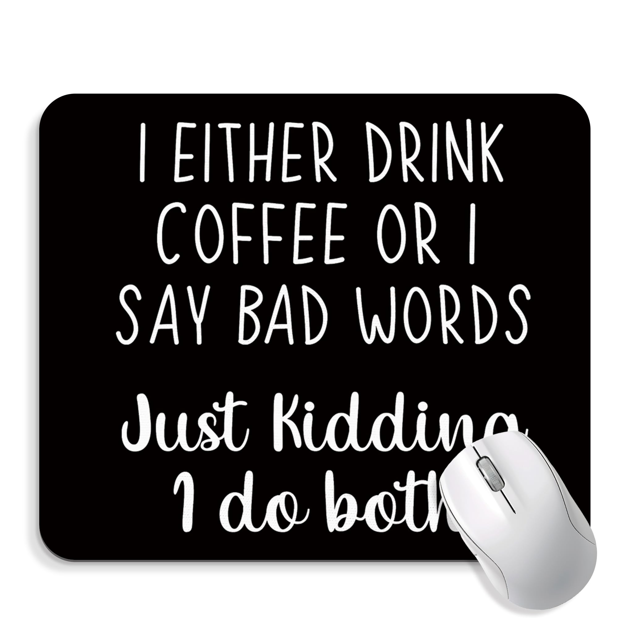 BAYOGITA Black Funny Mouse Pad - Fun Coffee Office Desk Mousepad, Coffee Lover Office Decor Gift, Funny Work Gifts for Employees and Coworkers, 9.5x8 Inches