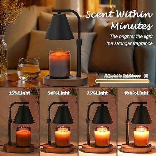 Miniatura 3 de SOKCVSEA Lámpara Calentadora de Velas con Temporizador y Altura Ajustable, Regalos de Cumpleaños para Mujeres Regalos para Mamá, Regalos de G-black