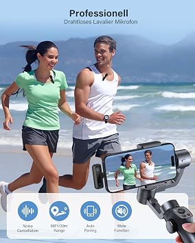 Wireless Lavalier Microphone for iPhone iPad Android Phone 2-Pack Mini Noise Cancelling Microphone Auto Pairing and Mute and Reverb for Vlogging Video Recording TikTok YouTube