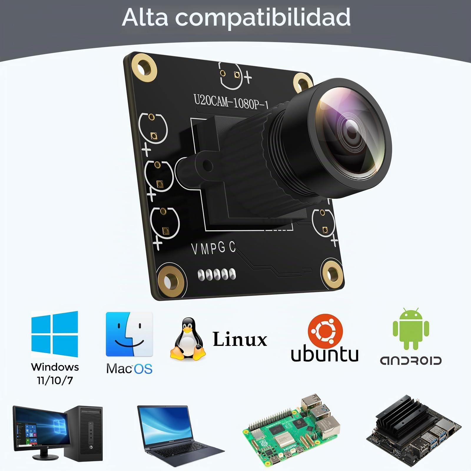 innomaker Cámara UVC 1080P USB 2.0, cámara gran angular de 130°, Plug & Play para PC, Raspberry Pi, Jetson Nano y SBC. Compatible con Windows, Linux, Android y Mac OS.