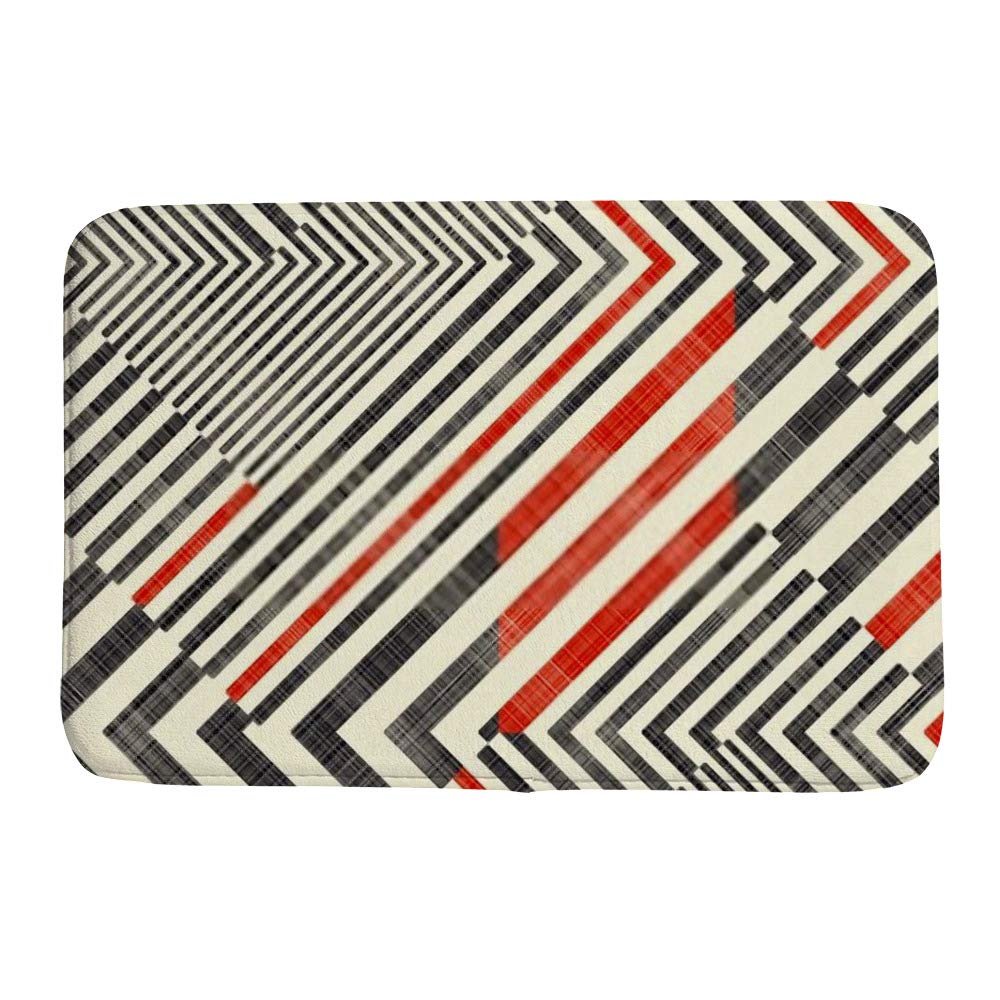 Tapis de bain antidérapant rayures géométriques 40x60 cm en polaire corail