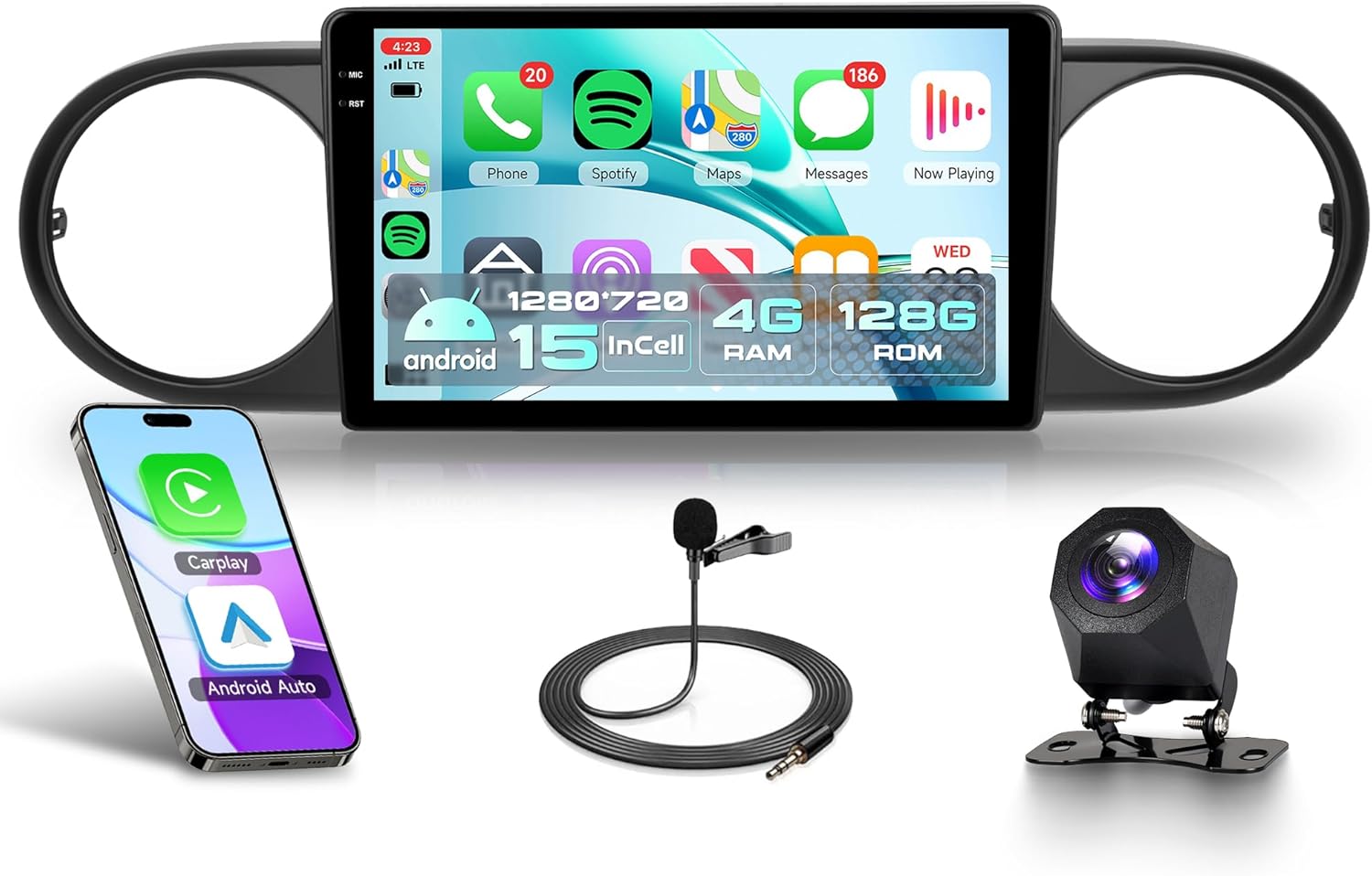 4Core 4G+128G Android 15 Car Radio for Toyota Scion xB 2007-2019, Rimoody Car Stereo Wireless Carplay Andorid auto 9'' INCELL Screen GPS WiFi Bluetooth 5.0 FM/RDS EQ SWC Backup Camera