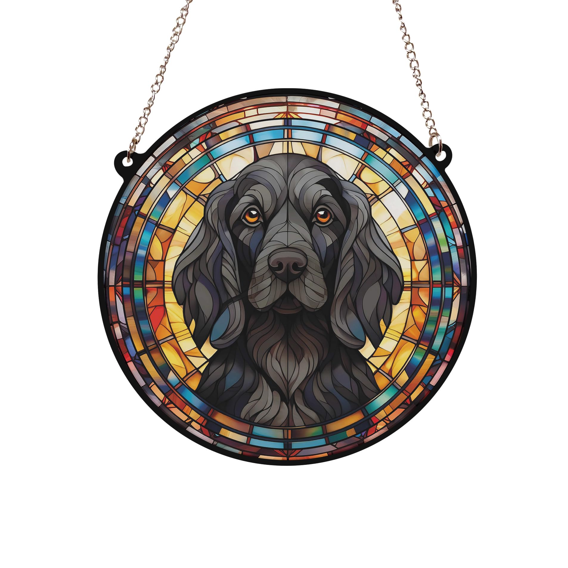 Cocker Spaniel Black Stained Glass Effect Suncatcher Gift for Dog Lovers - 19cm