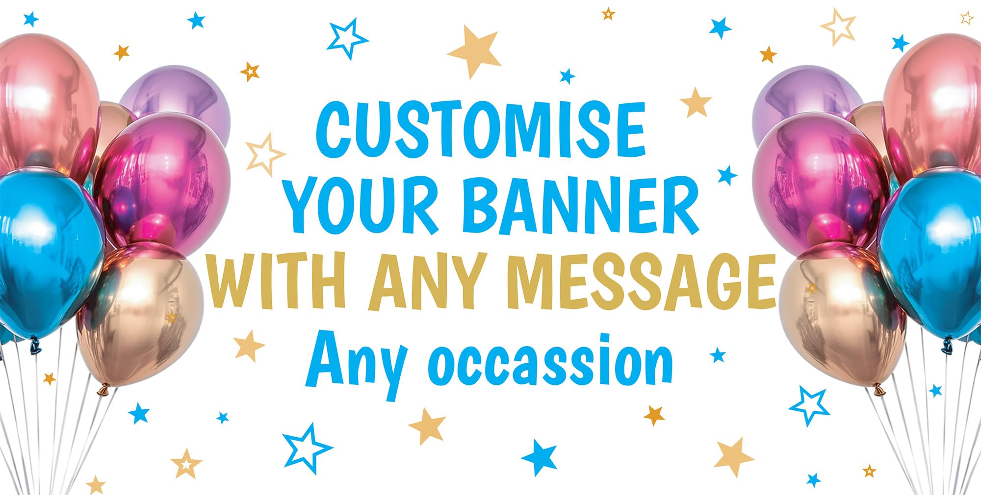 4ft x 2ft Large Personalised Banner Baby Shower Welcome home Decorations Any Occasion Name with Photo for Men Women Boys Girls (Blue & Pink Stars Text)