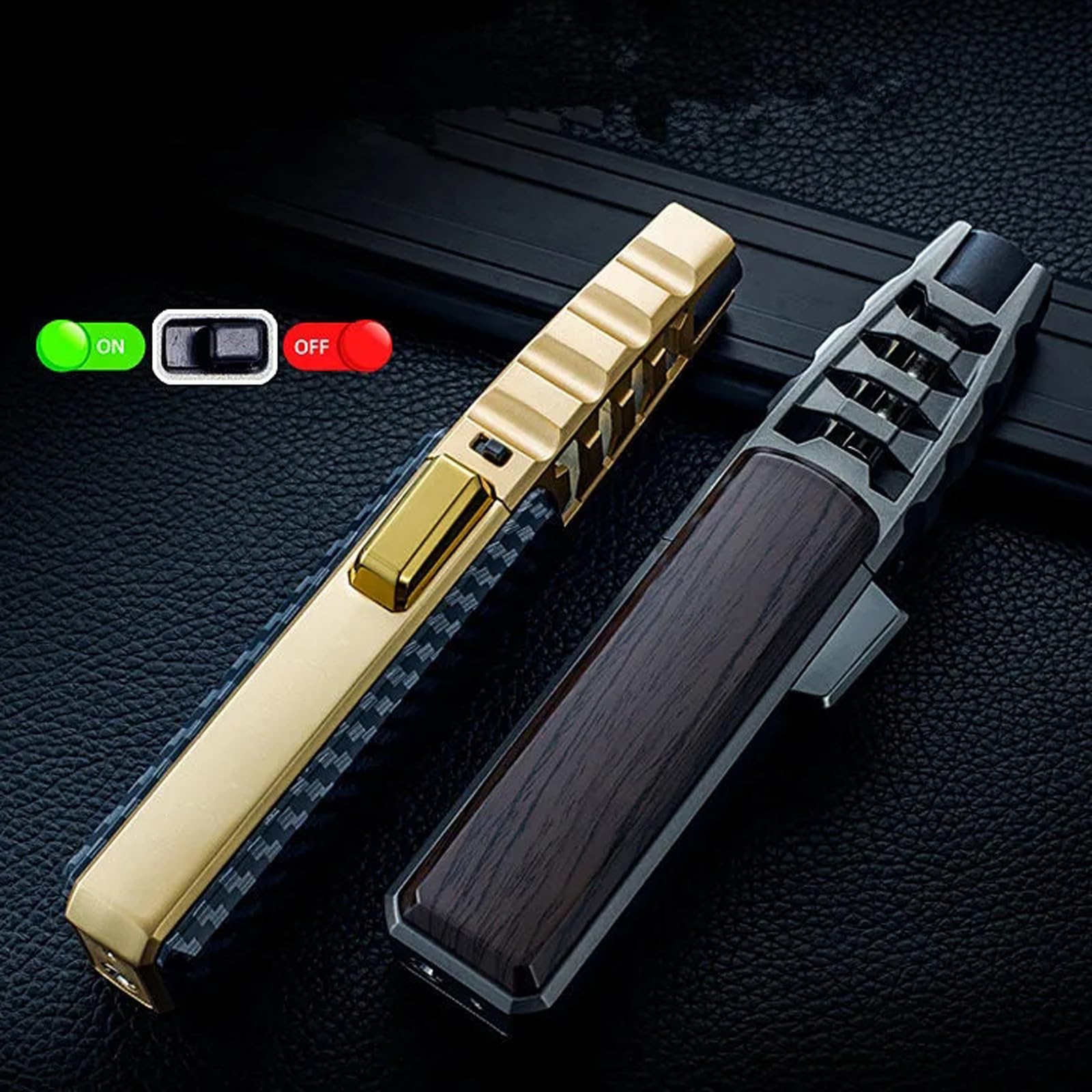 Briquet Tempête Jet Flamme Réglable - Rechargeable Au Butane - Flamme 1300°C - Coupe-Vent Pour Barbecue, Camping, Bougies - 2