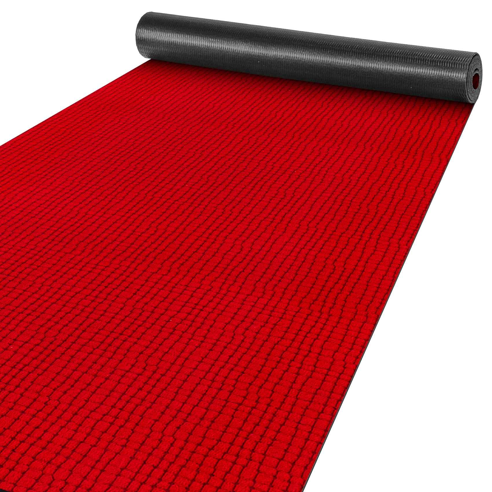 Tapis de couloir, de cuisine, antidérapant, en velours, rouge, 65 x 240 cm, moderne