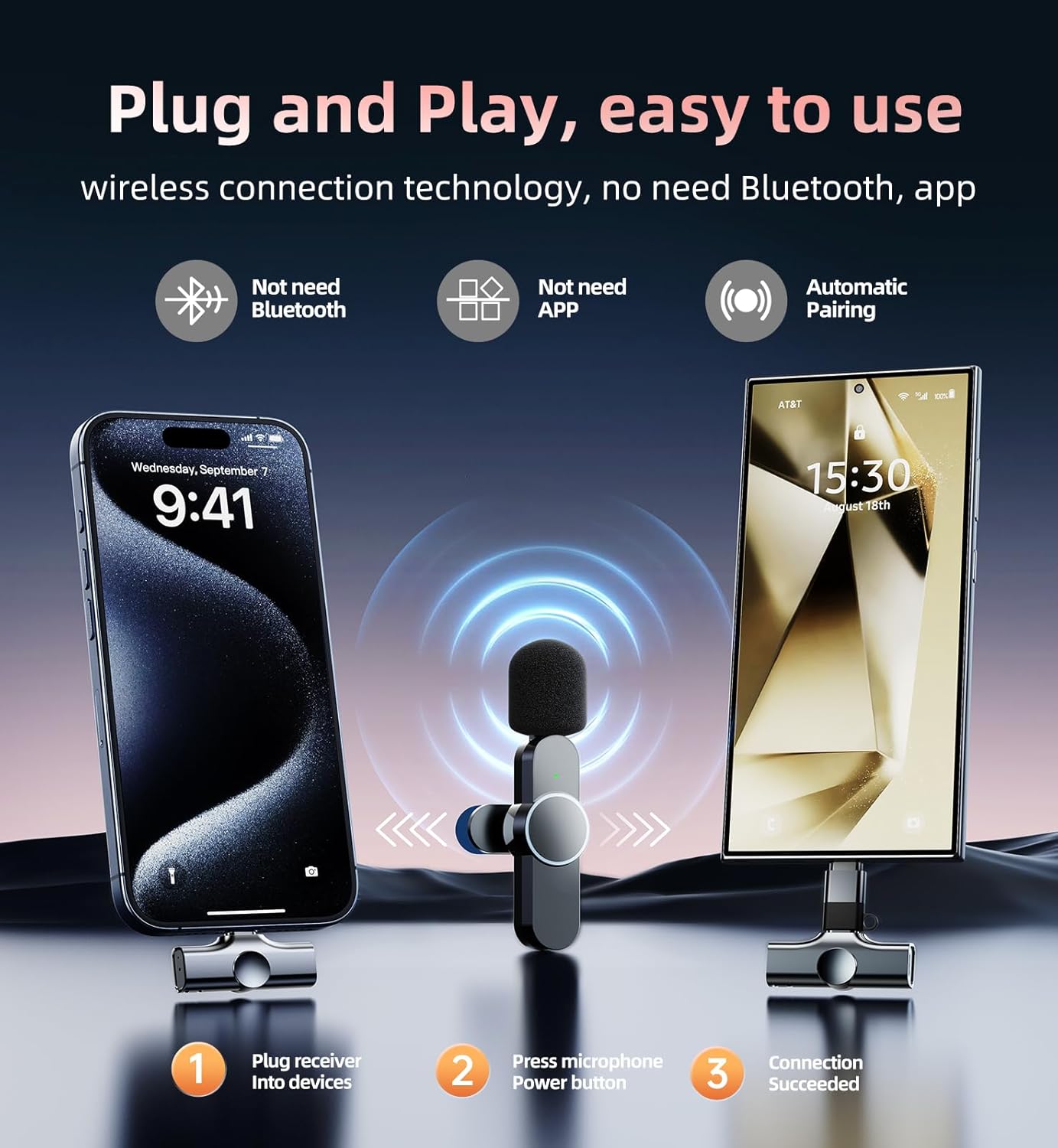 Kinglucky Wireless Lavalier Mini Microphone 8-hour battery life