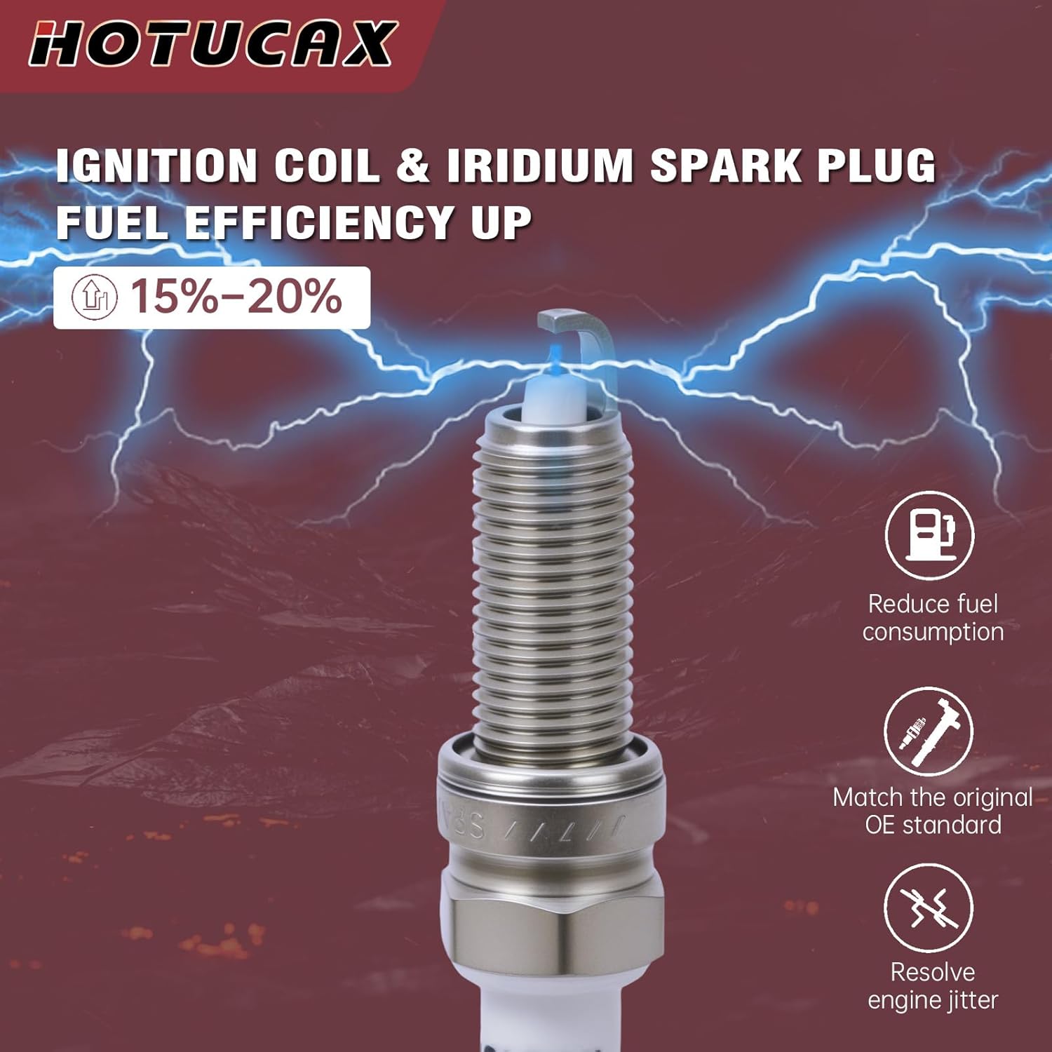 UF764 Ignition Coils & Iridium Spark Plug Compatible with Sorento Sportage Optima Compatible with Hyundai Tucson Sonata Santa Fe Sport 2.0L 2.4L L4 Replaces GN10730 E1264, 4PCS