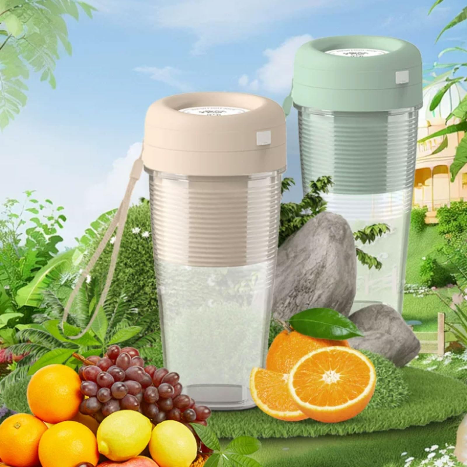Senza fili Frullatore portatile in plastica Frullatore compatto di dimensioni personali Spremiagrumi portatile ricaricabile for frullati Frullati di ghiaccio Spremitura alta efficienza(Groen)