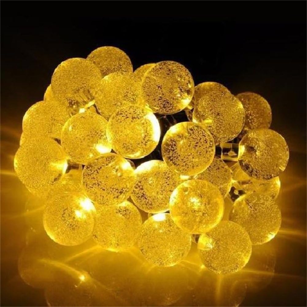 Solar String Lights 2-Pack 30 LED 19.8ft Globe Outdoor Waterproof Crystal Ball Christmas Decoration Lights Solar Patio Lights Decorative for Xmas Tree Garden Home Lawn Wedding Party Holiday