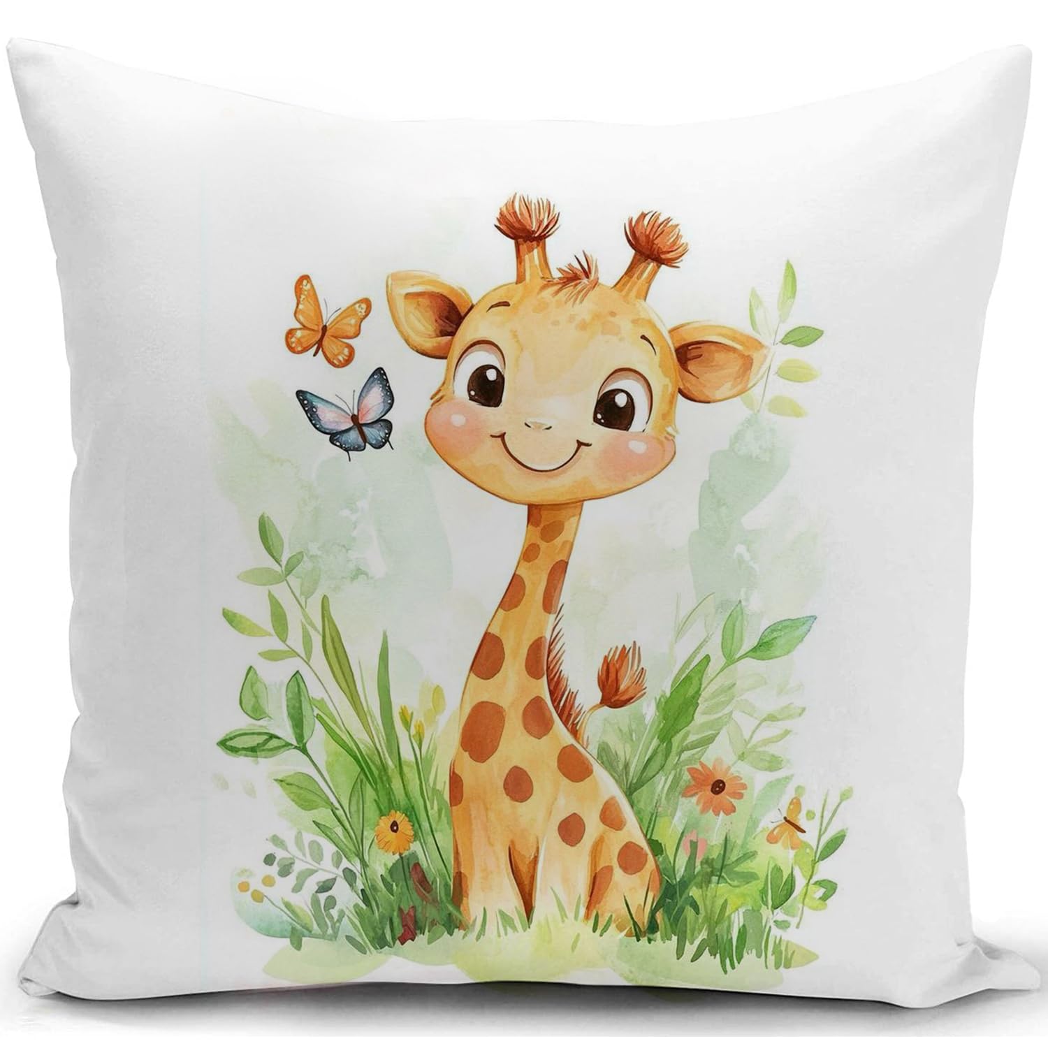 KUNQIAN Giraffe Cushion Cover Giraffe Gifts for Women Pillow Cover Decor for Home Livingroom Couch Sofa Decorate Throw Pillow Case Colorful 18"x18"