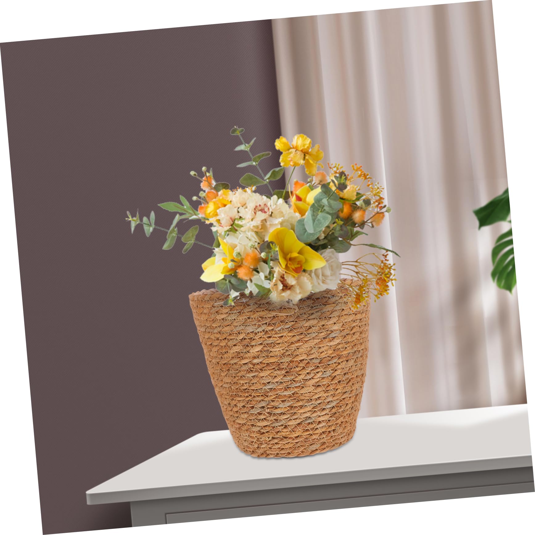 SOIMISS 2 Stück Seegras Blumentopf Übertopf Geflochtener Pflanzkorb Wohnzimmer Schlafzimmer Dekorativer Aufbewahrungskorb Vielseitig Einsetzbar