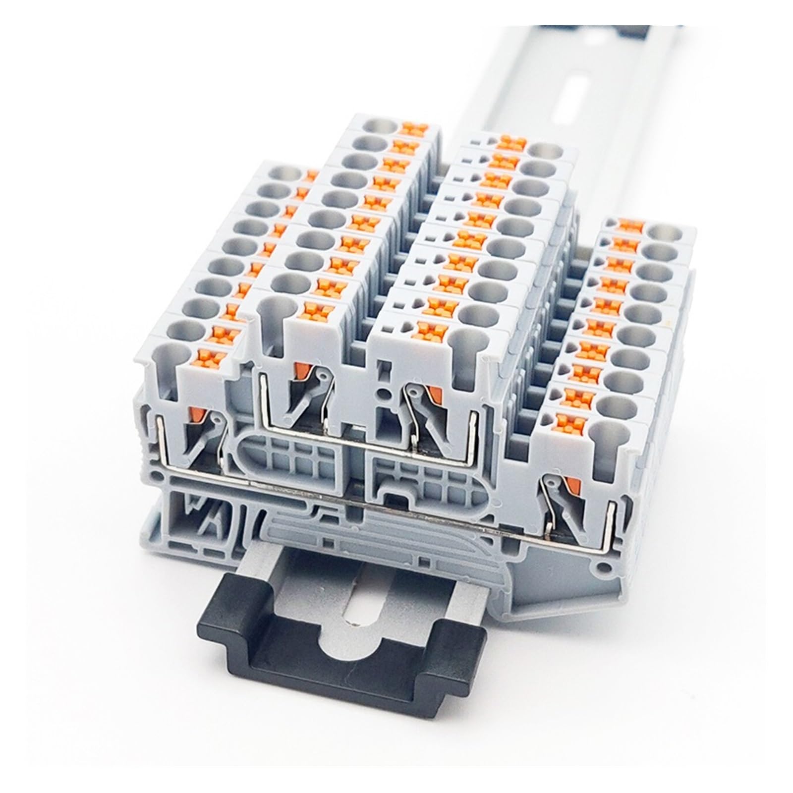 Bornier sur rail DIN PTTB 2.5 Connecteur électrique double niveau à insertion rapide 2 couches 2,5 mm² Fiches de connexion for fil PTTB2.5(1,10 Pcs)
