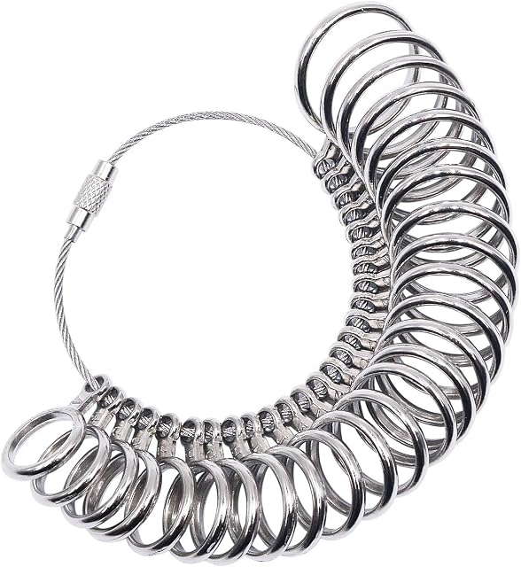 NIUPIKA Ring Sizer UK Size Gauge Set Finger Size Measurer Men Women Wedding Rings Sizing Jewellery Making Tools Size Measurement A-Z Metal Steel