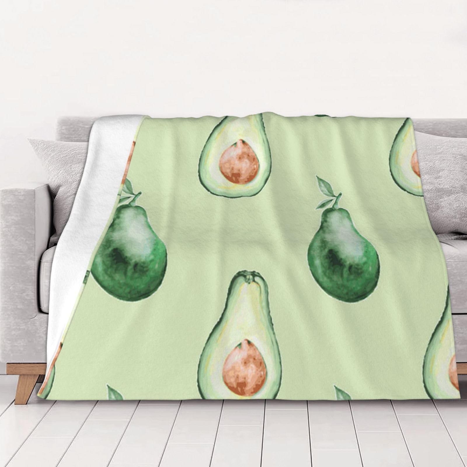 Couverture en flanelle chaude et ultra douce motif avocat