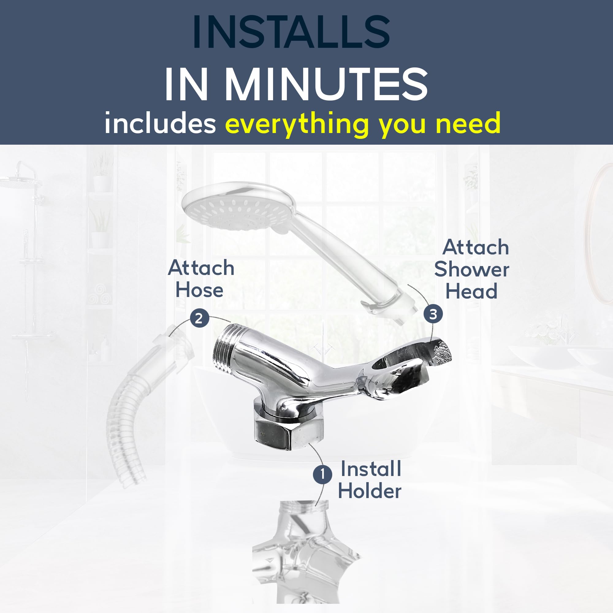Prem's Bathroom Wall Mixer Telephonic Shower Holder Connector (Crutch) | 100% Brass | Chrome Finish | Standard Size | Durable, Rust-Resistant, Easy Install 3