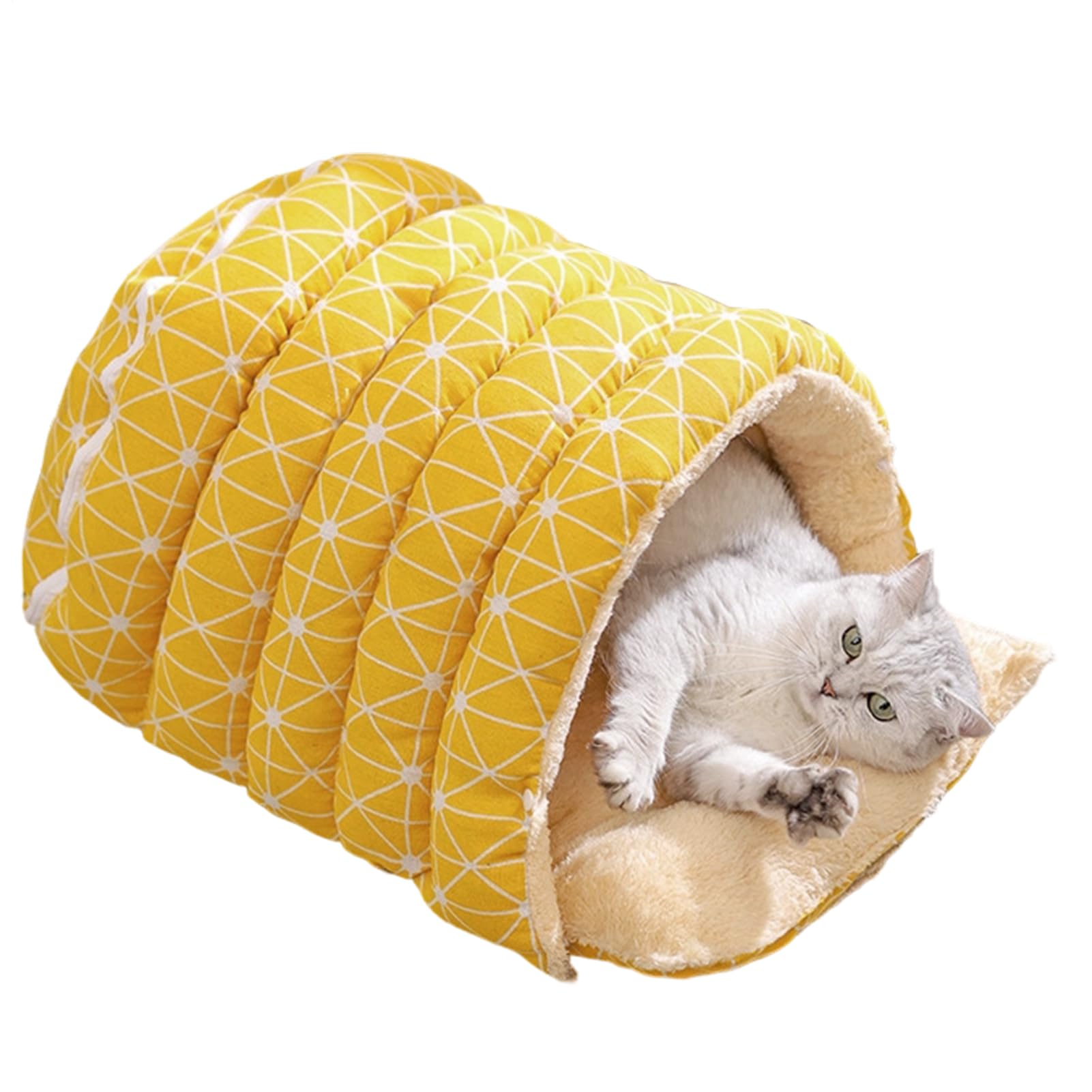 Niche pour chatons semi-fermée à ouverture bidirectionnelle et dôme amovible