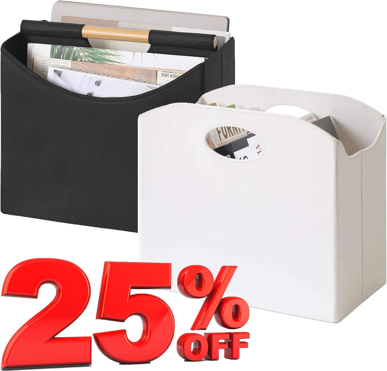 Amazon.com: 2 Sets-White+Black Magazine Holder, Foldable Magazine Rack ...