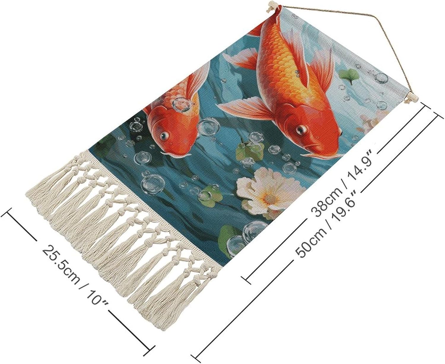 Japanese Pretty Red Carp Fish Vintage Vertical Tapestry Wall Hanging Decor image 2