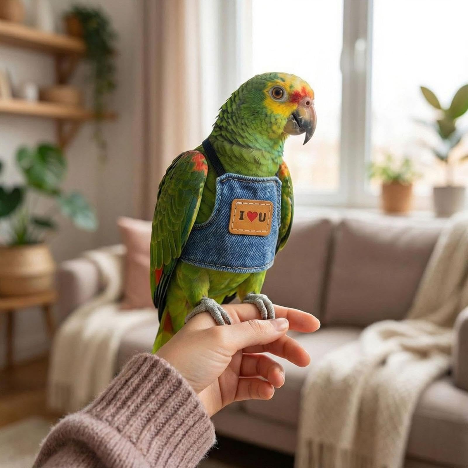 Generisch Pettorina per uccelli, regolabile, antiscivolo, con guinzaglio di sicurezza, per allenamento all'aperto, gilet da corsa sicuro per animali domestici come inseparabili, pappagalli grigi