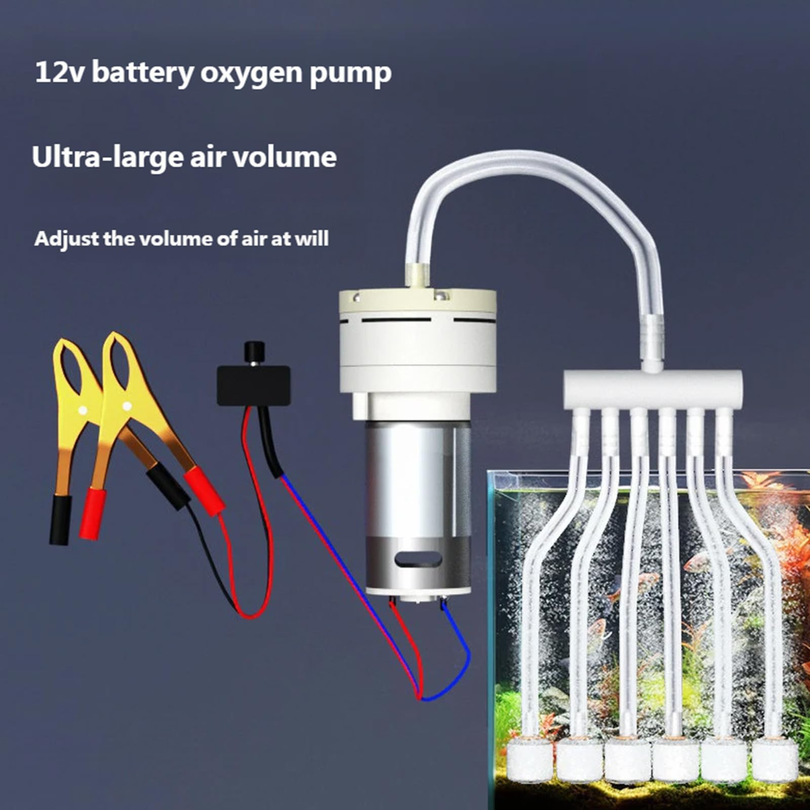 Speed Aquariums - Compresor de aire para acuarios, aireador para peceras con clip grande y operaciones silenciosas, aireador de tanques de peces