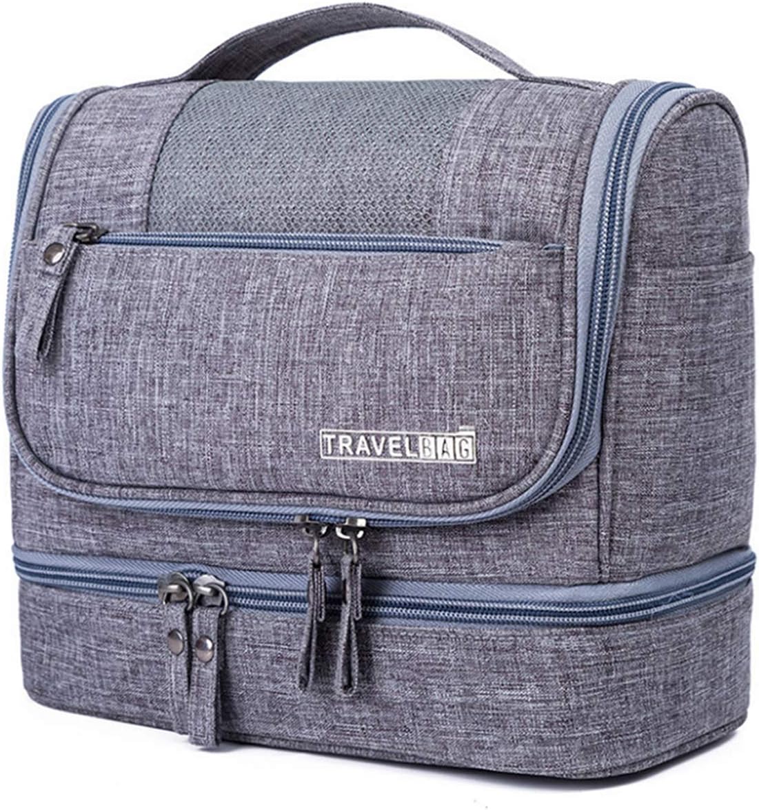 GuaziV Hanging Travel Toiletry Bag Dry and Wet Separation 2-layer Toiletry Kit Organizer,Waterproof Makeup Cosmetic Bag for Men and Women (Gray)