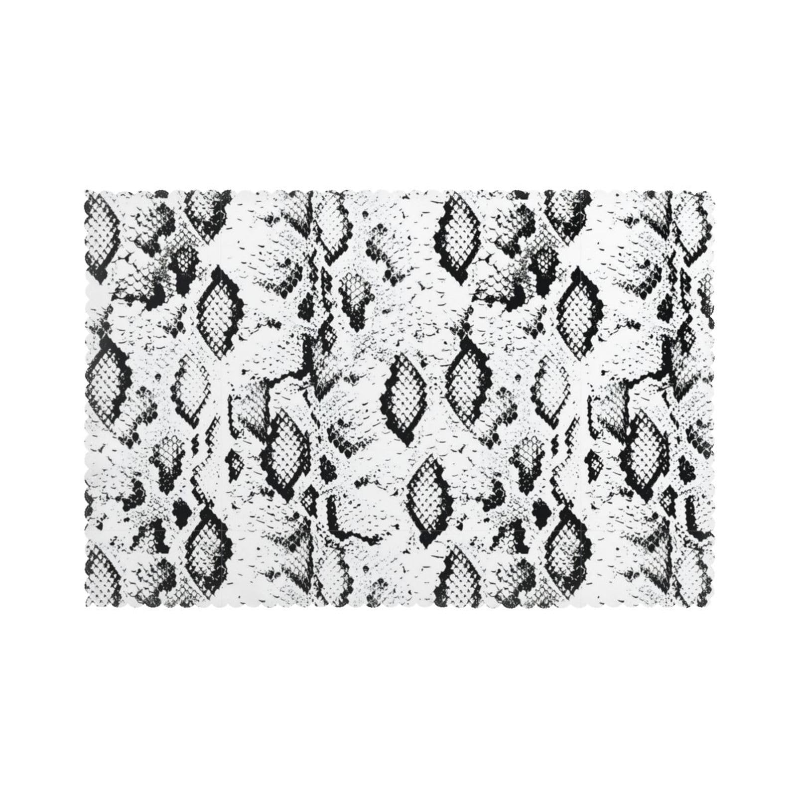 YYHWHJDE snake skin black and white Prints Placemats Set of 6 12x18in - Elevate Every Meal with Durable & Customizable Table Layers