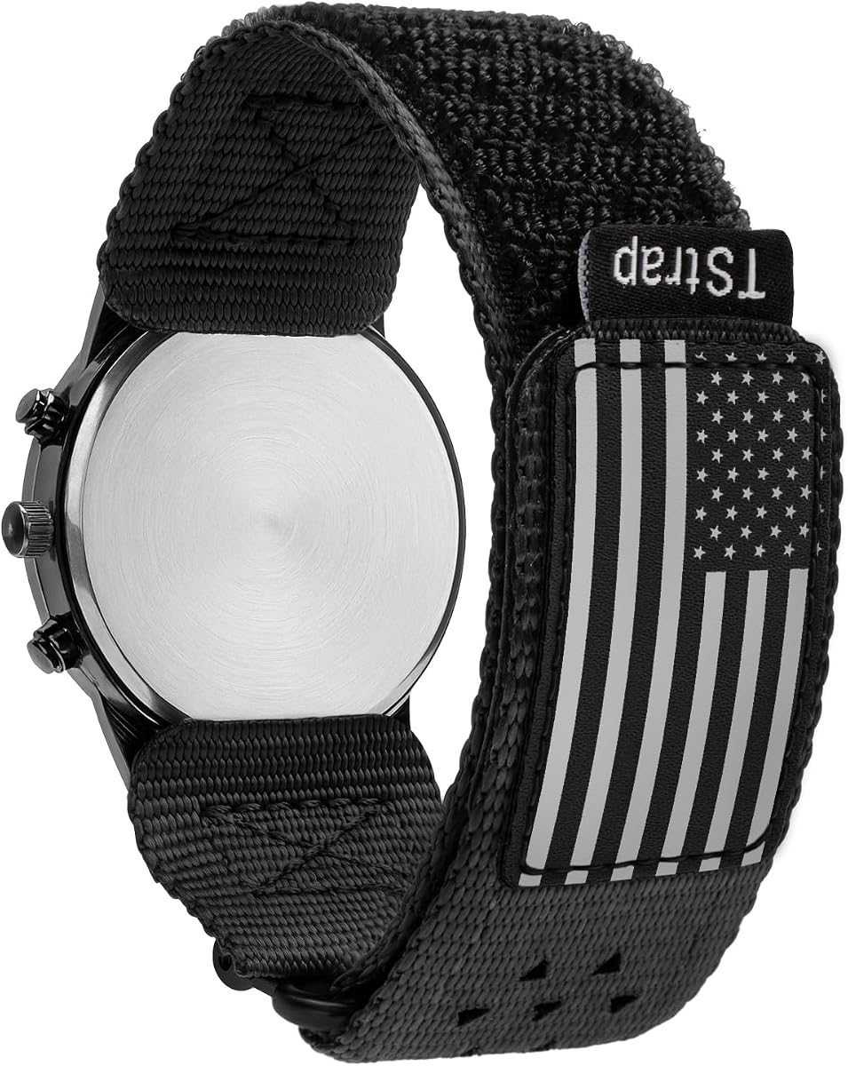 TStrap Nylon Sport Watch Band - Black Quick Release Watch Straps for Men Women - Athletic Military Smart Watch Bracelet Replacement - Correa para Reloj Hombre - 18mm 20mm 22mm