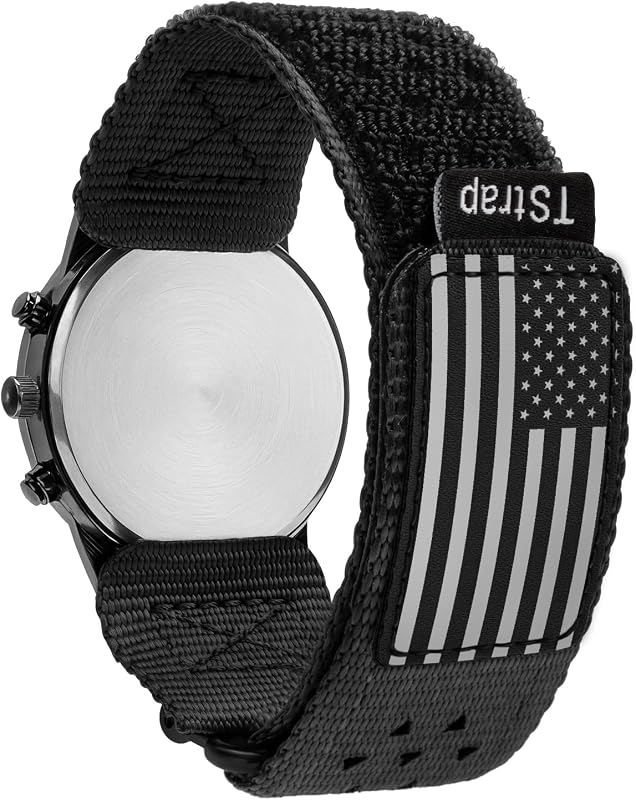 TStrap Nylon Sport Watch Band - Black Quick Release Watch Straps for Men Women - Athletic Military Smart Watch Bracelet Replacement - Correa para Reloj Hombre - 18mm 20mm 22mm