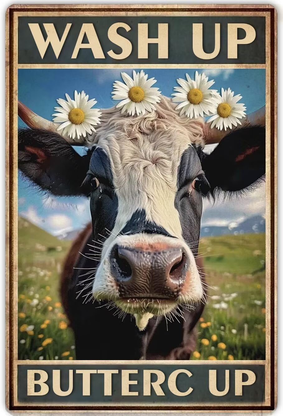 Anceky Cow Bathroom 5D Diamond Painting Kits for Adults & Beginner Full Drill Wash Up Buttercup Funny Cow Diamond Art Paint Round Diamonds DIY Gem Painting Kit for Home Decor Cow Decor 8X12 Inch