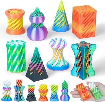 Balkwan 8Pcs Mini Pyramid Fidget Toys Impossible Cone for Adults and Kids Spiral Cone 3D Pyramid Passthrough Sculpture Stress Relief Relaxation Mini Desktop Decor Gift for Holidays