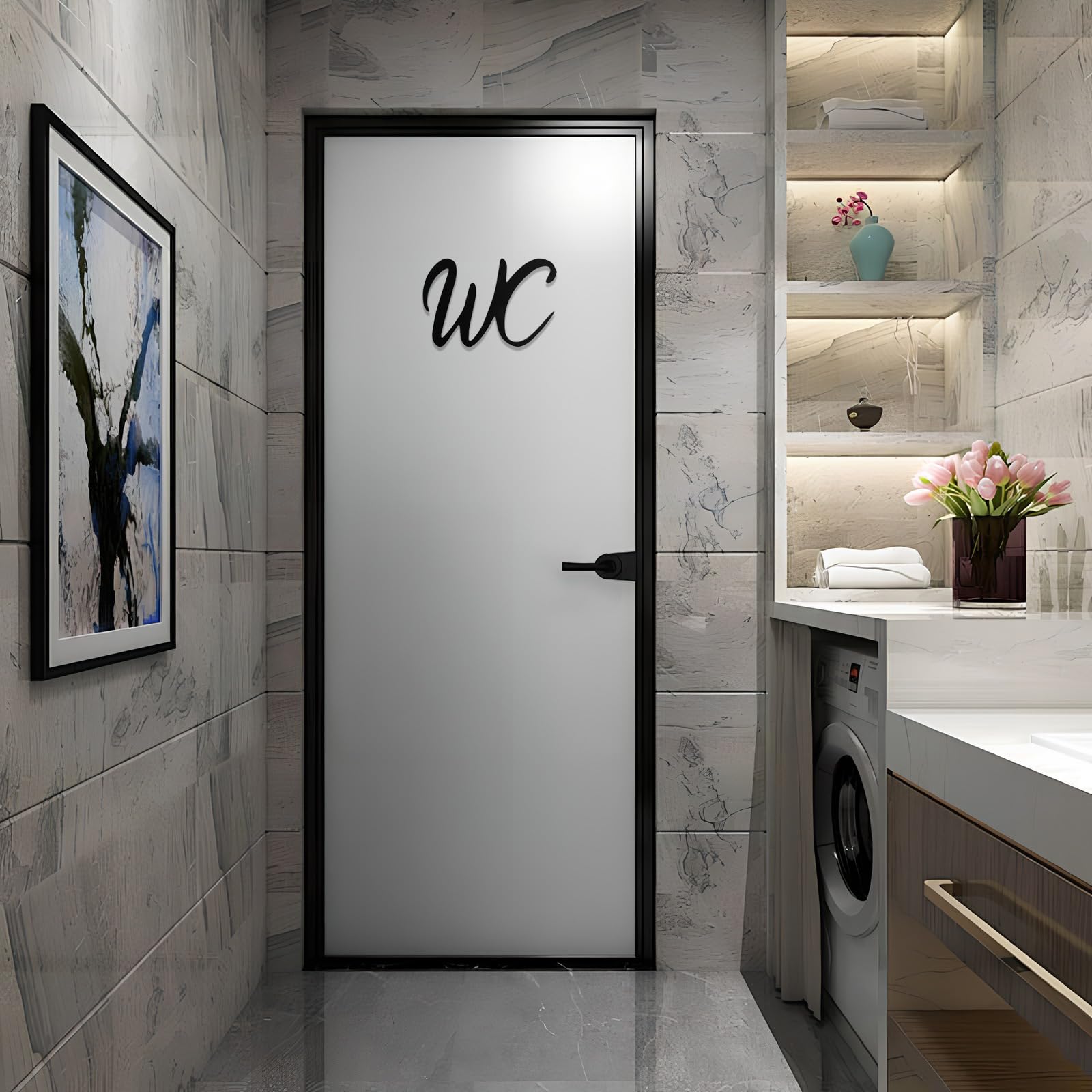 Cartello per Toilette, Cartello per Porta Autoadesivo, Cartello per Porta Del Bagno Autoadesivo, Adesivo per Porta Della Toilette per Aree Interne Ed Esterne (15 * 10 cm)