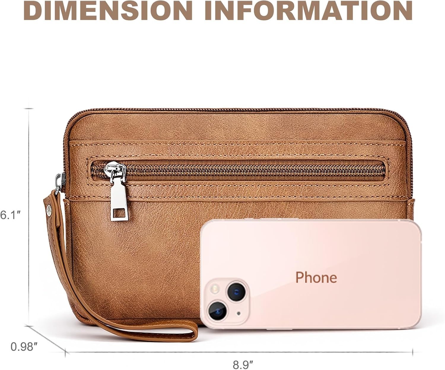 SYTRAH Wristlet Wallets for Women, Clutch Purse Brown