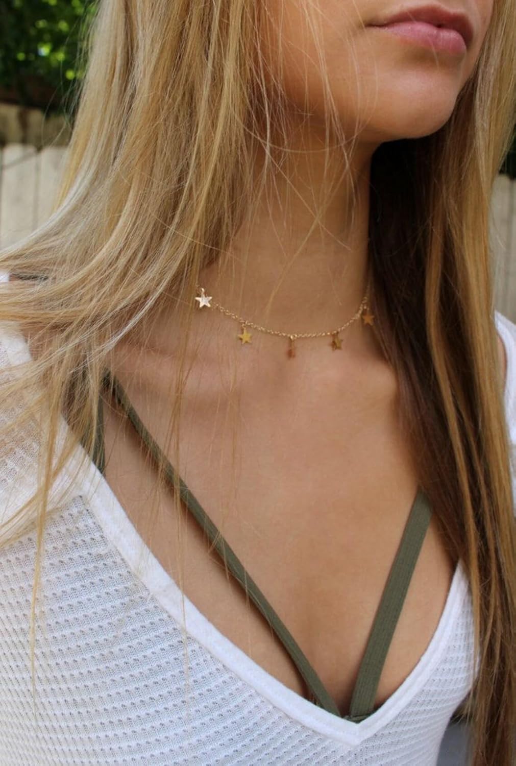 S.J JEWELRY Women Simple Delicate Full Moon 14K Gold Plated/Rose Gold/Silver Plated Layered Pendant Handmade Star Chokers Necklaces - Image 4