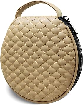 Portable CD Case,20 Capacity Round CD Holder Microfiber Leather DVD Storage Bag CD Wallet Holder Organizer DVD Pouch with Zipper for Car Office Living Room Home TravelBeige
