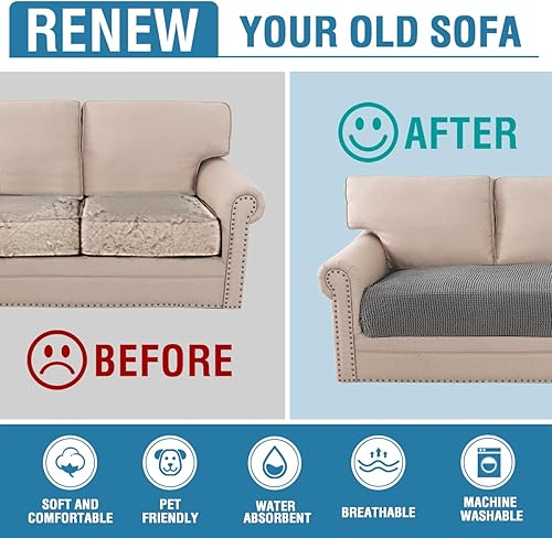 Miniatura 7 de H.VERSAILTEX Funda de felpilla de felpa para sofá de 3 cojines, antideslizante, lavable, protector de muebles suave y duradero, para perros, gatos y